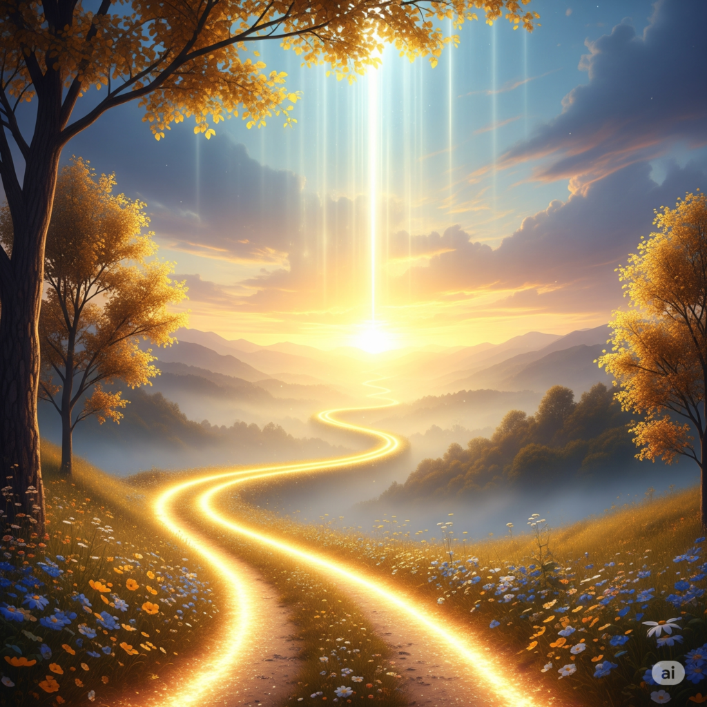 Reino de Deus na Terra com luz dourada descendo do céu